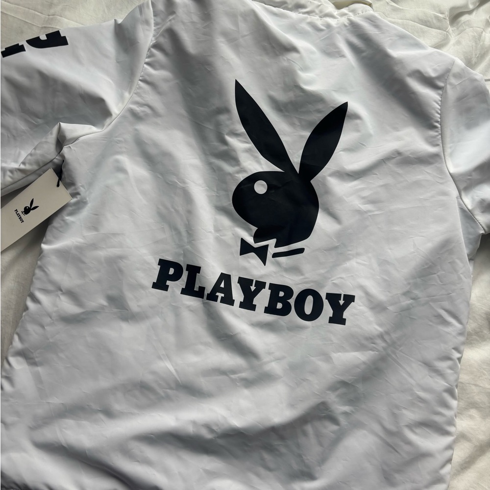 PLAYBOY White Windbreaker with Black Logo